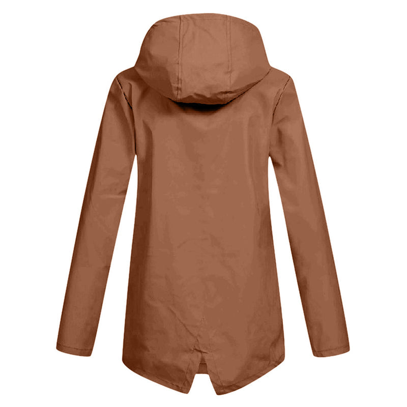 Long Hooded Raincoat for Women