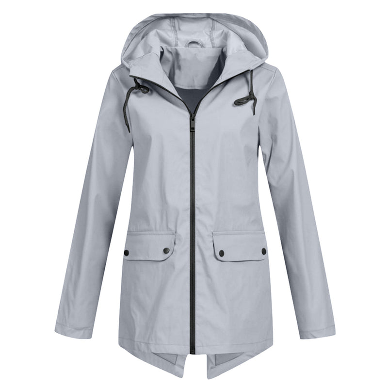 Long Hooded Raincoat for Women