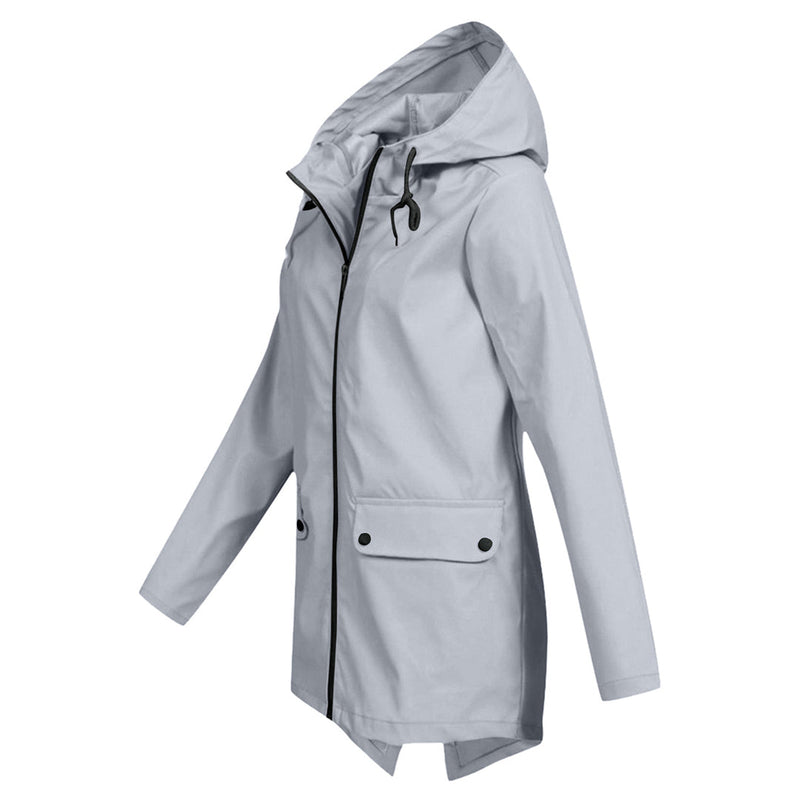Long Hooded Raincoat for Women