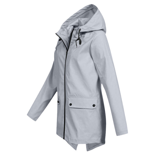 Long Hooded Raincoat for Women