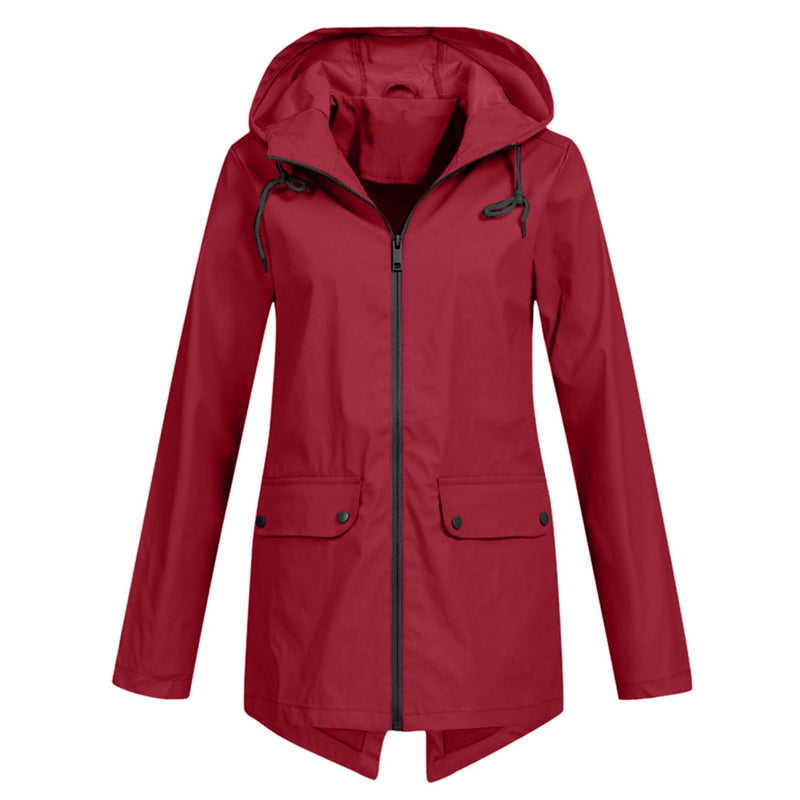 Long Hooded Raincoat for Women