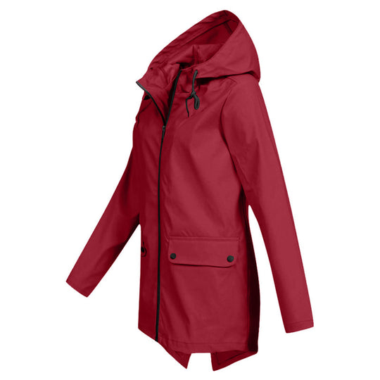 Long Hooded Raincoat for Women