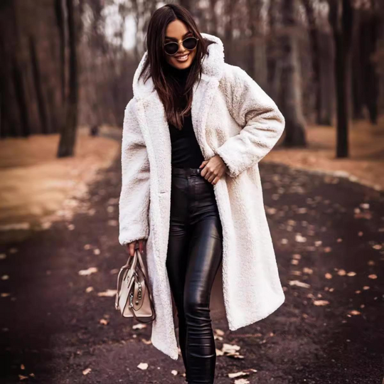 Long Teddy Coat with Hood for Women