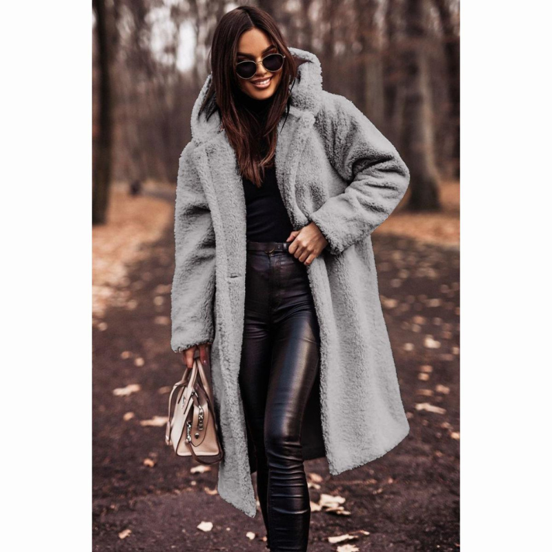 Long Teddy Coat with Hood for Women