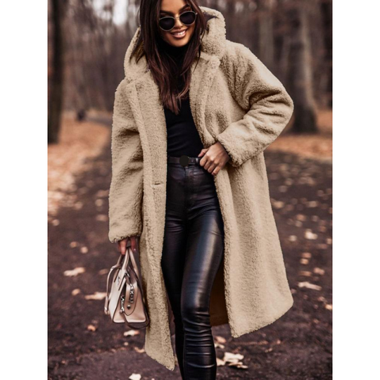Long Teddy Coat with Hood for Women