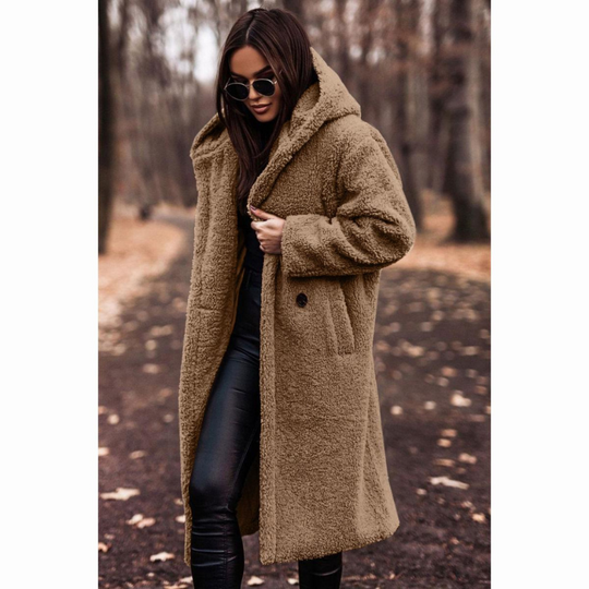 Long Teddy Coat with Hood for Women