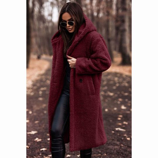 Long Teddy Coat with Hood for Women