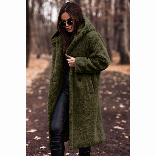 Long Teddy Coat with Hood for Women