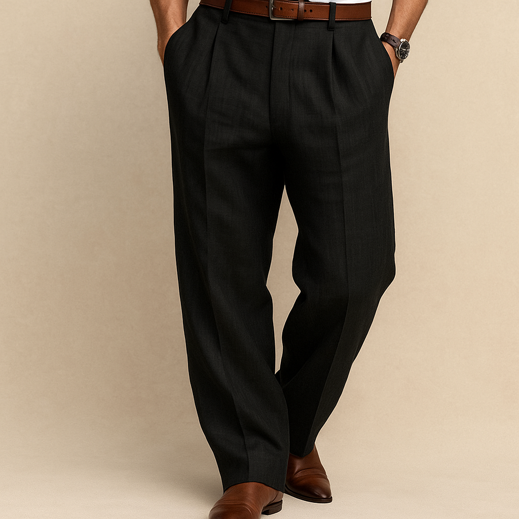 Pleated Tapered Trousers Men – Structured Pleats & Low-Sheen Surface