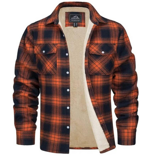 Men's Fleece-Lined Checkered Jacket | Warm Winter Outerwear