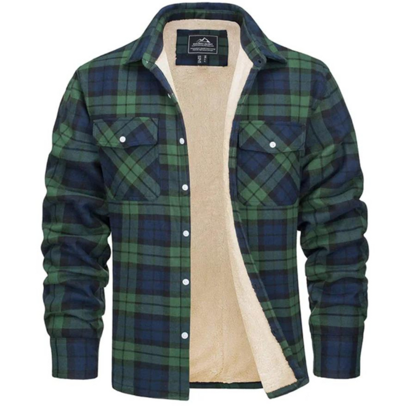 Men's Fleece-Lined Checkered Jacket | Warm Winter Outerwear