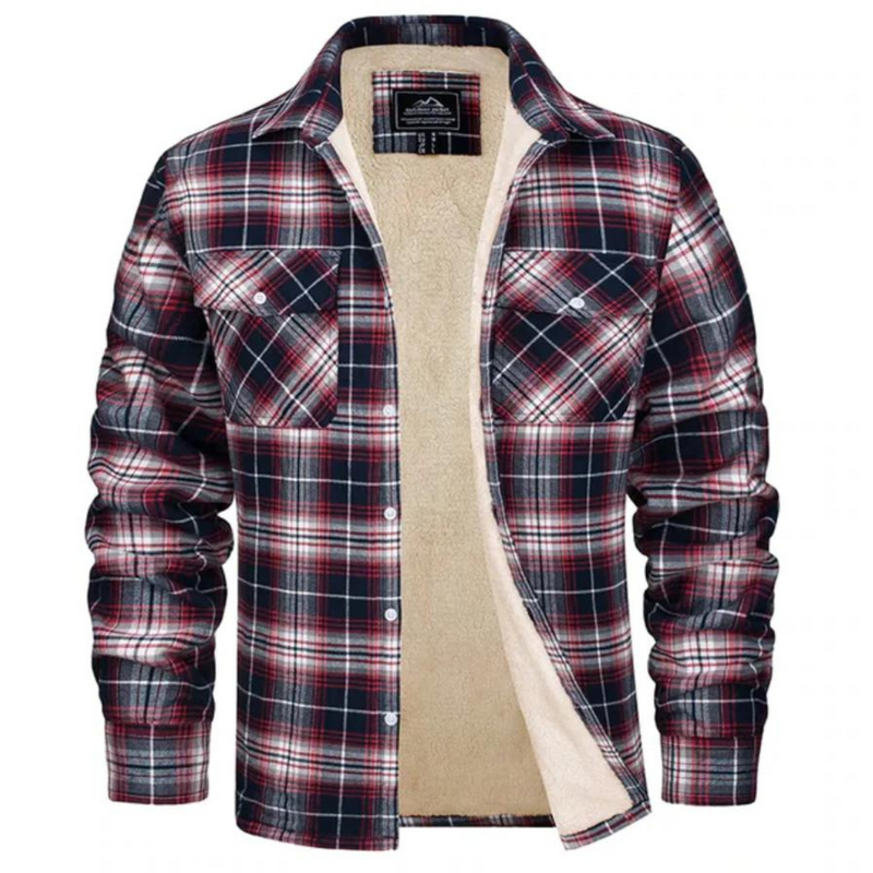 Men's Fleece-Lined Checkered Jacket | Warm Winter Outerwear
