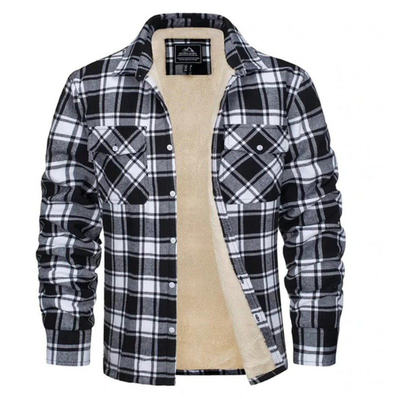 Men's Fleece-Lined Checkered Jacket | Warm Winter Outerwear