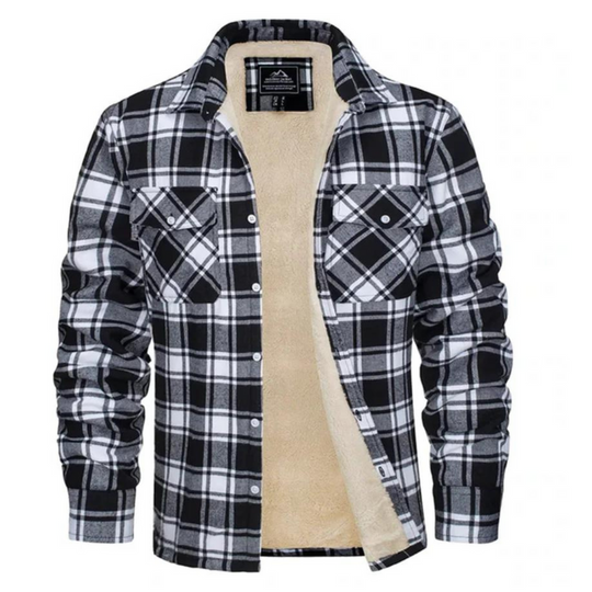 Men's Fleece-Lined Checkered Jacket | Warm Winter Outerwear