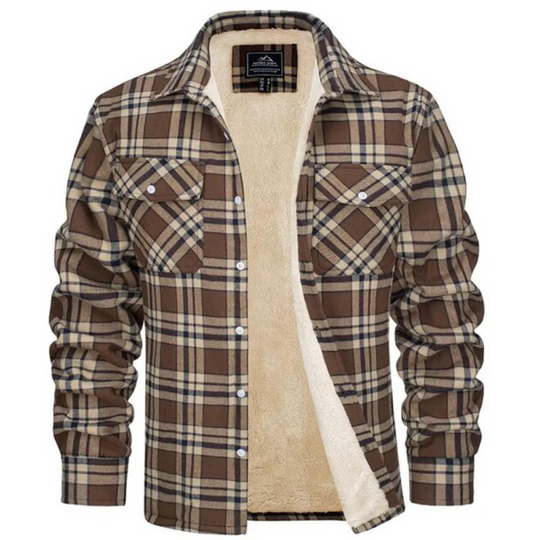 Men's Fleece-Lined Checkered Jacket | Warm Winter Outerwear