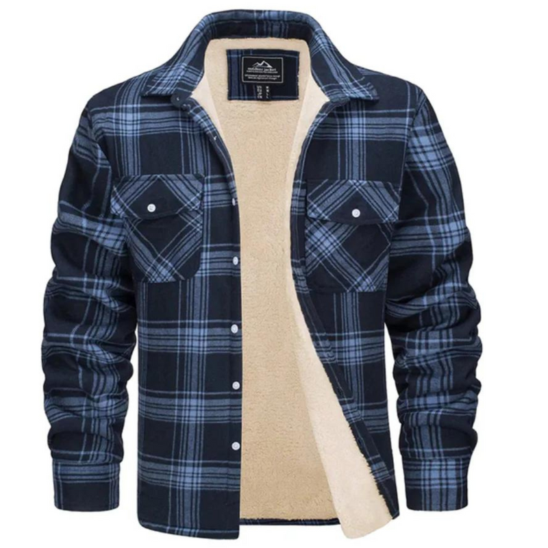 Men's Fleece-Lined Checkered Jacket | Warm Winter Outerwear