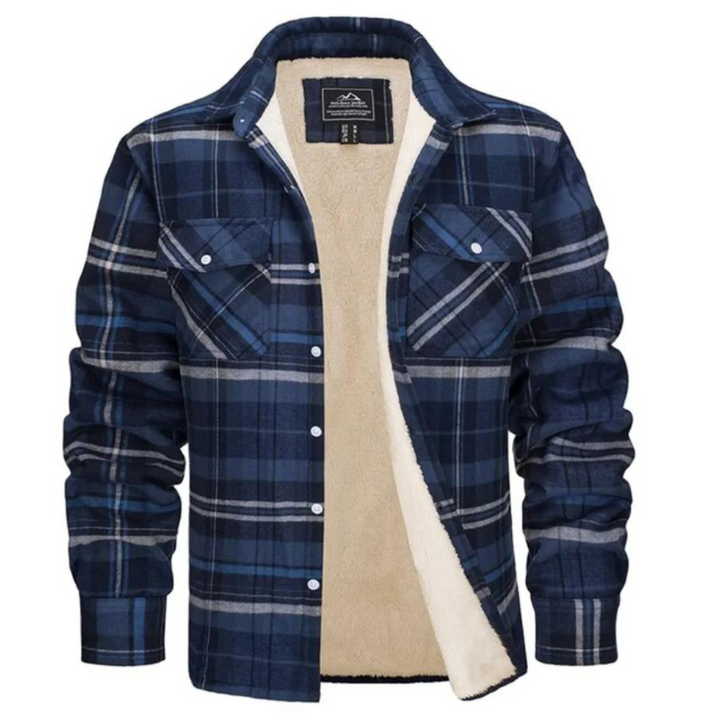 Men's Fleece-Lined Checkered Jacket | Warm Winter Outerwear
