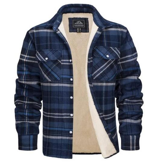 Men's Fleece-Lined Checkered Jacket | Warm Winter Outerwear