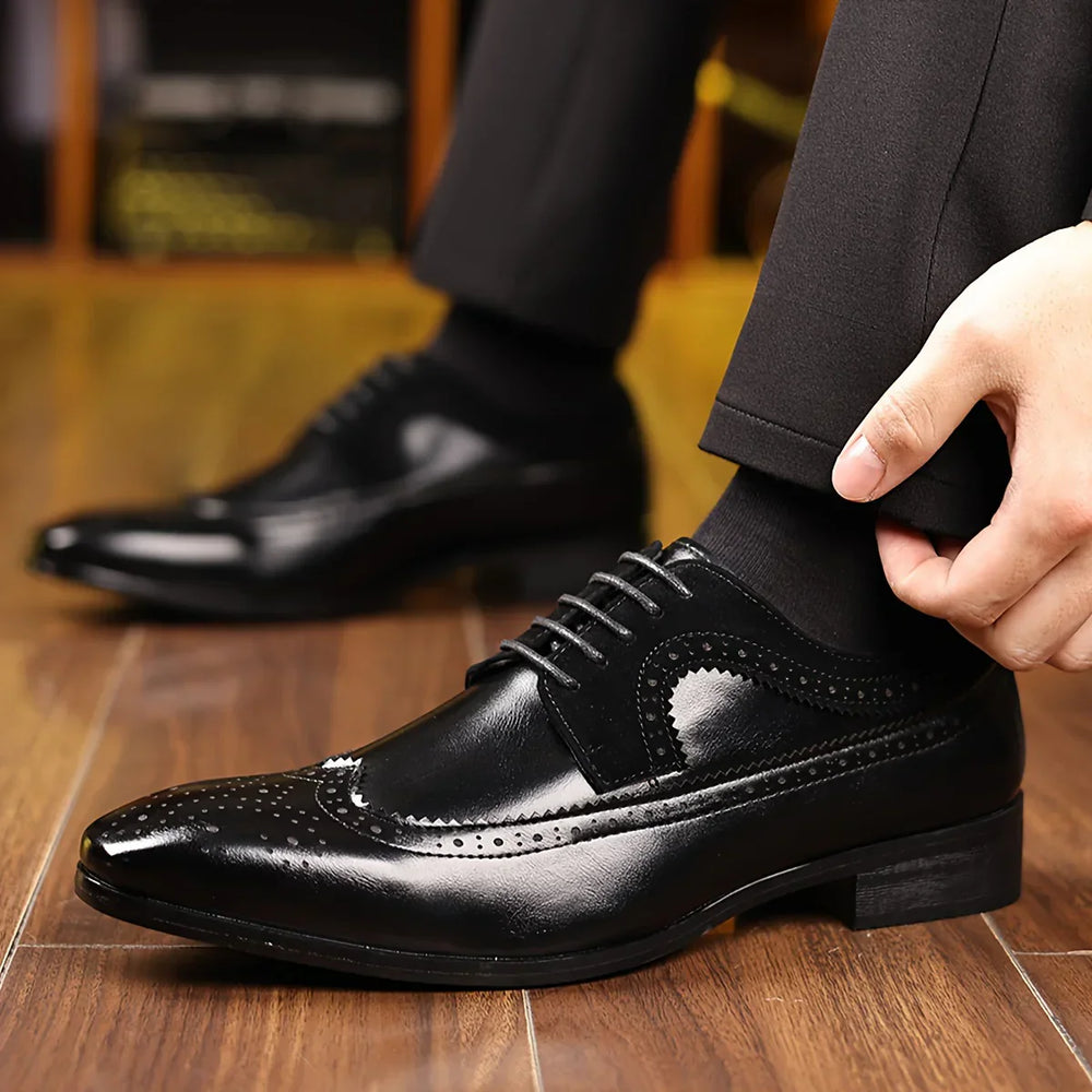 Formal Oxford Dress Shoes for Men - Gloss Look & Wingtip Details
