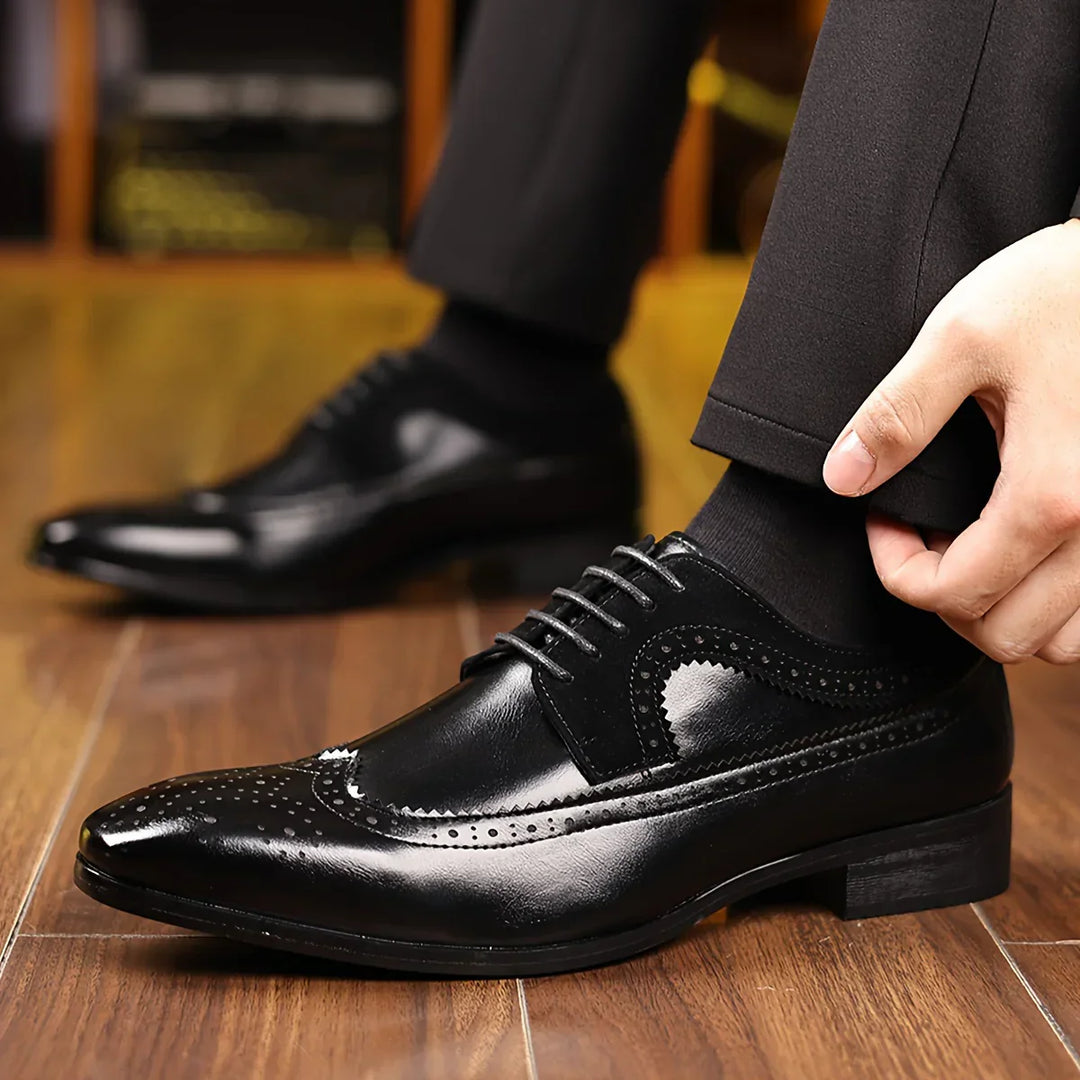 Formal Oxford Dress Shoes for Men - Gloss Look & Wingtip Details