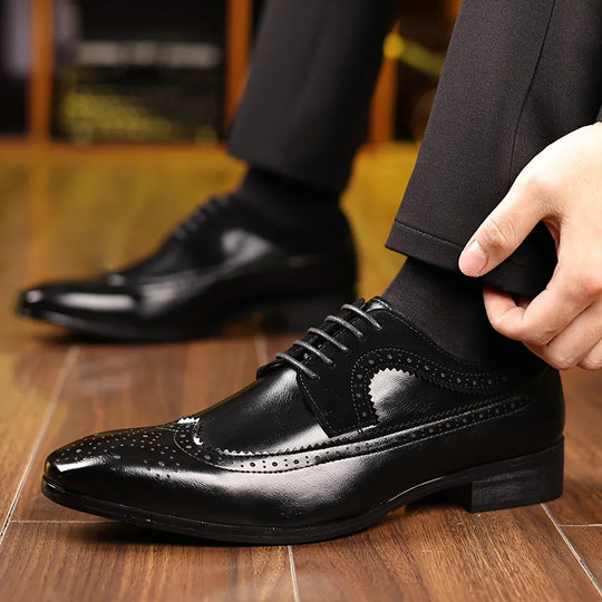 Formal Oxford Dress Shoes for Men - Gloss Look & Wingtip Details