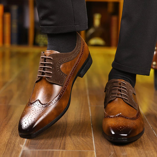Formal Oxford Dress Shoes for Men - Gloss Look & Wingtip Details