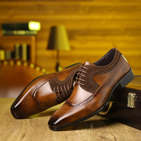 Formal Oxford Dress Shoes for Men - Gloss Look & Wingtip Details