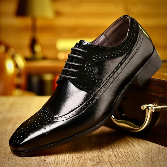 Formal Oxford Dress Shoes for Men - Gloss Look & Wingtip Details