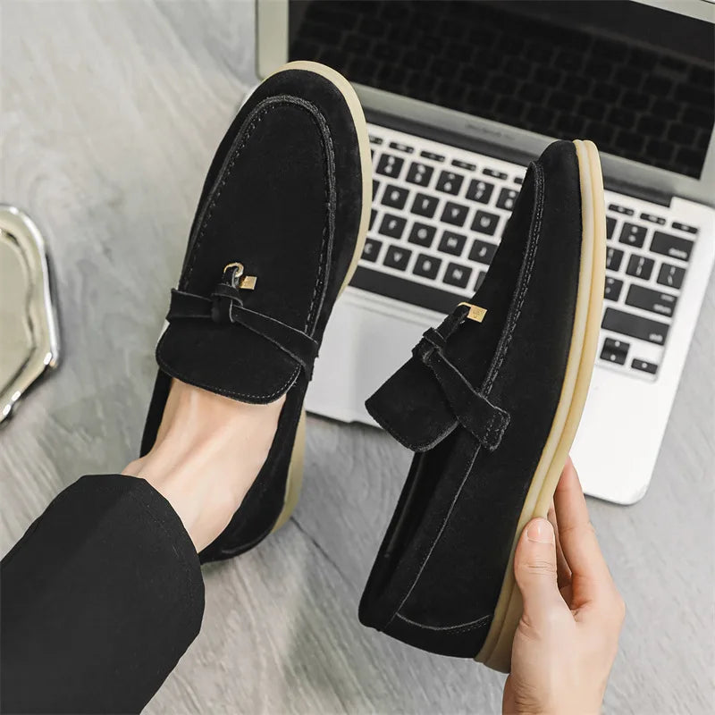 Textured Upper Tassel Loafers for Men