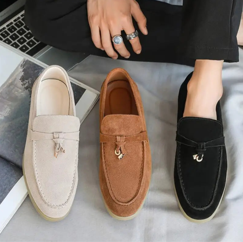 Textured Upper Tassel Loafers for Men