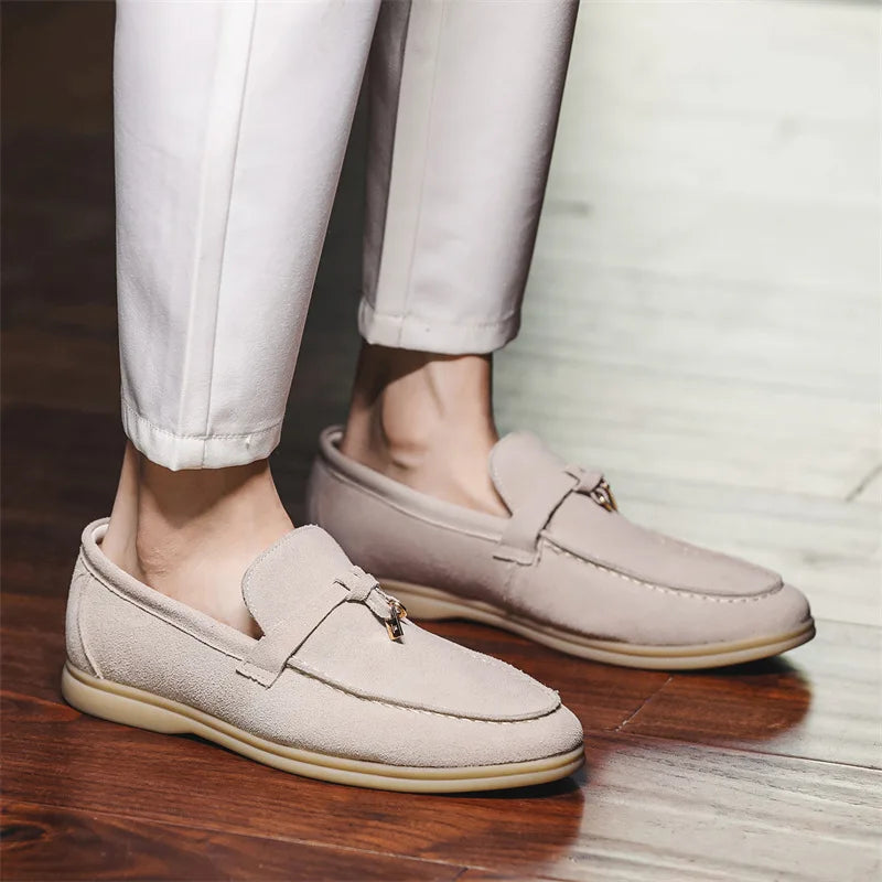 Textured Upper Tassel Loafers for Men