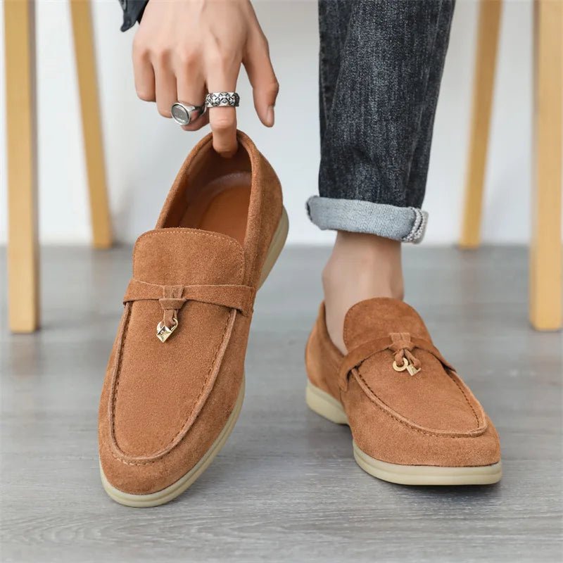 Textured Upper Tassel Loafers for Men