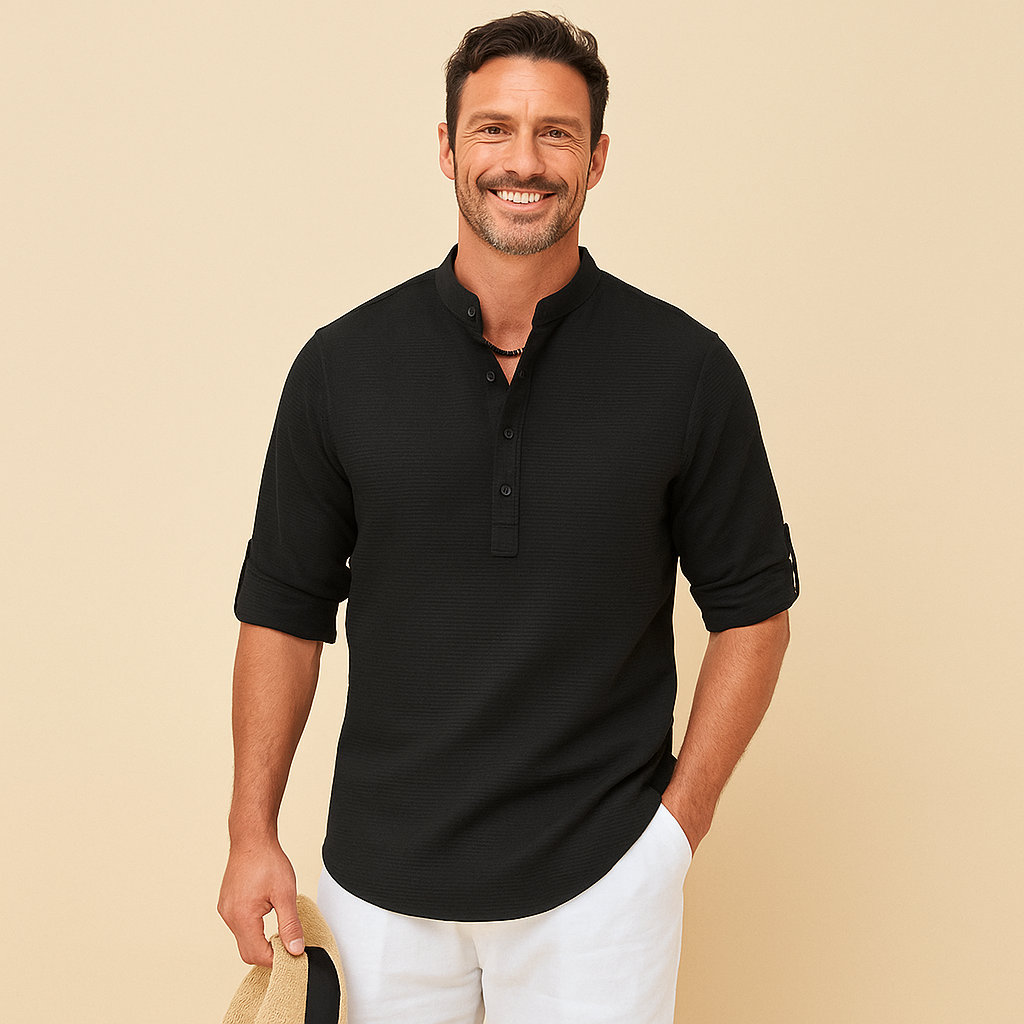 Men's Long-Sleeve Shirt – Mandarin Collar