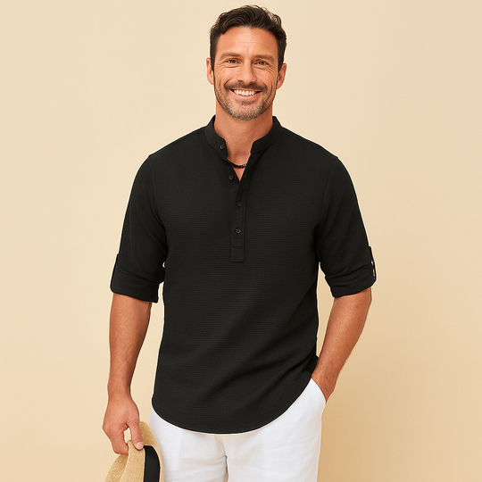Men's Long-Sleeve Shirt – Mandarin Collar
