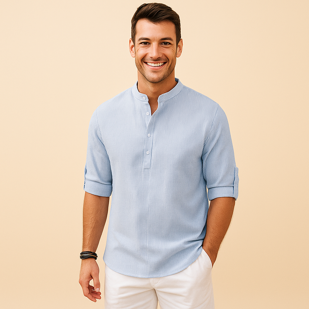 Men's Long-Sleeve Shirt – Mandarin Collar
