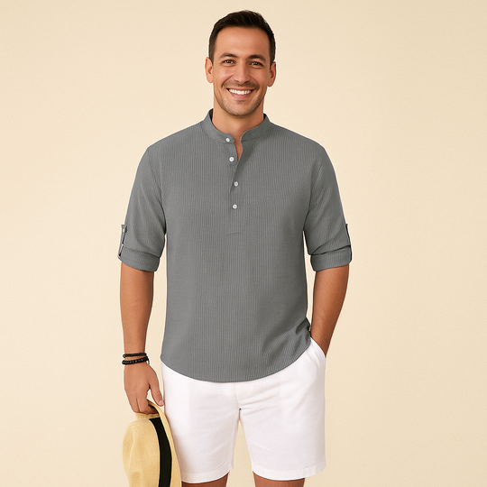 Men's Long-Sleeve Shirt – Mandarin Collar