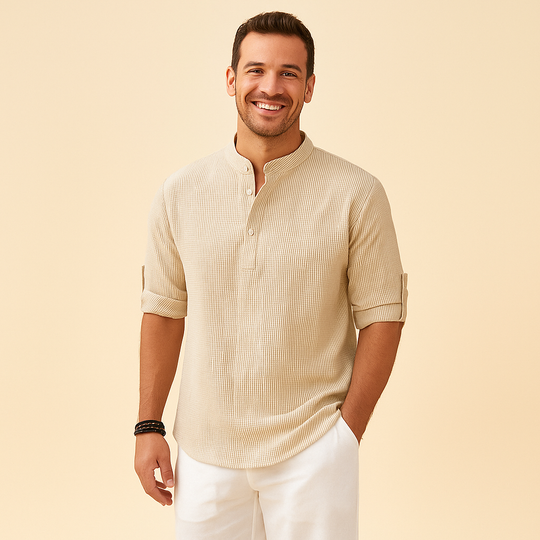 Men's Long-Sleeve Shirt – Mandarin Collar