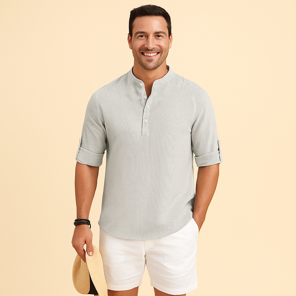 Men's Long-Sleeve Shirt – Mandarin Collar