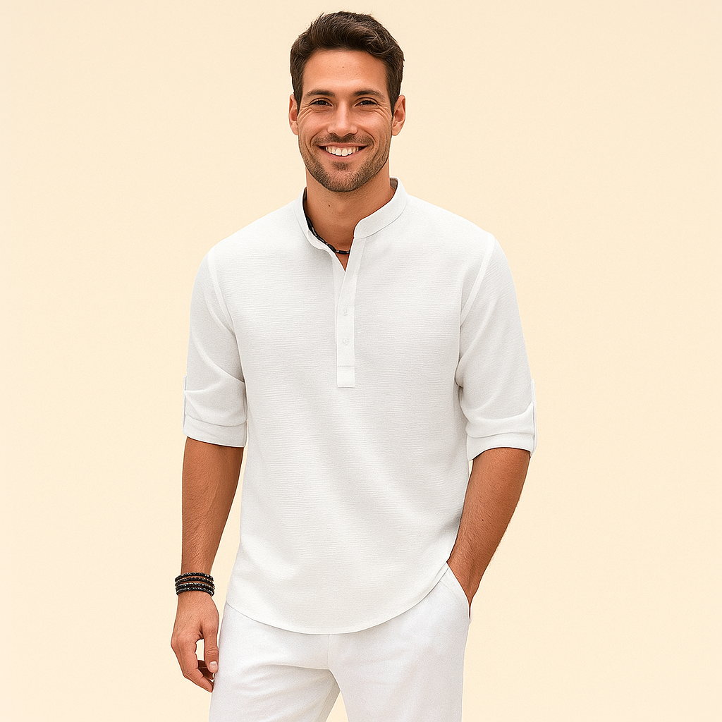 Men's Long-Sleeve Shirt – Mandarin Collar