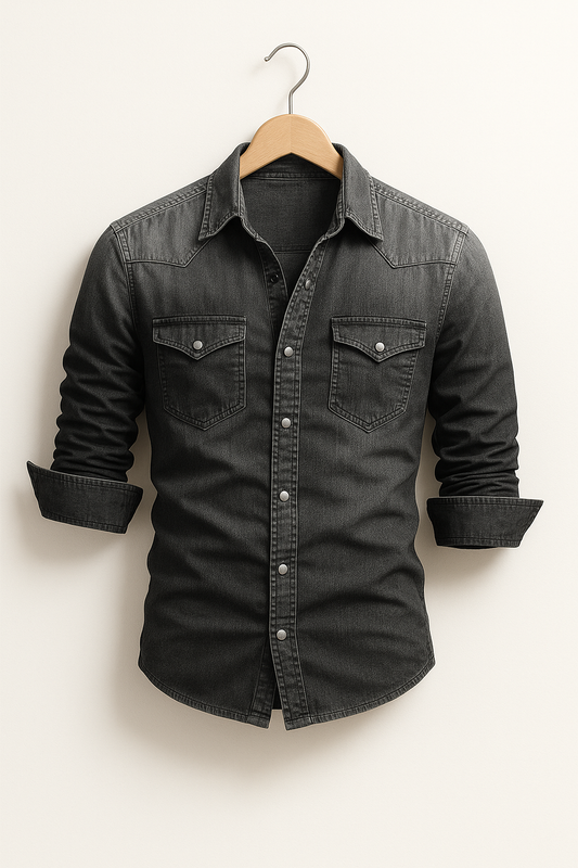 Men's Long Sleeve Denim Shirt | Button Placket