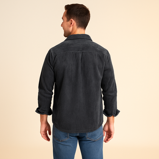 Men's Ribbed Texture Long Sleeve Corduroy Shirt