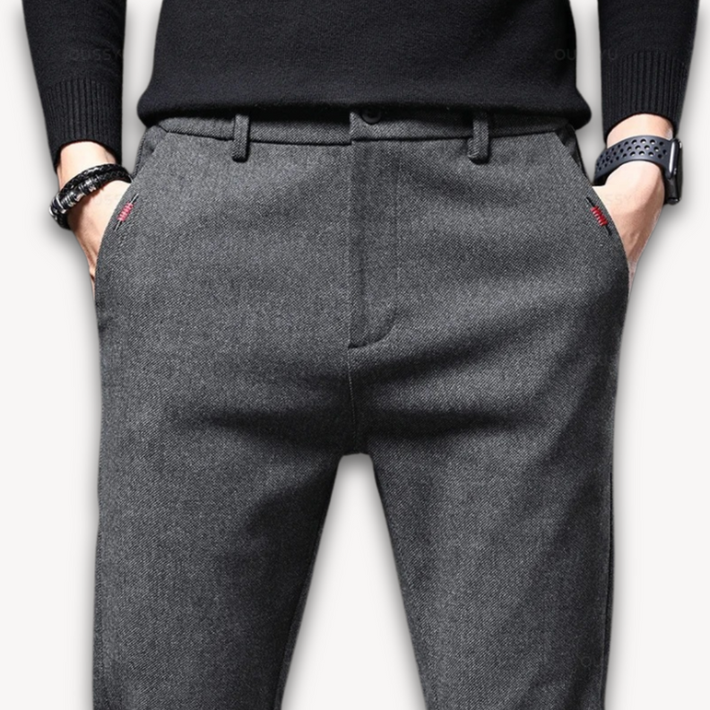 Pantalon pour homme en mélange de laine avec coupe ajustée | Pantalon décontracté et professionnel