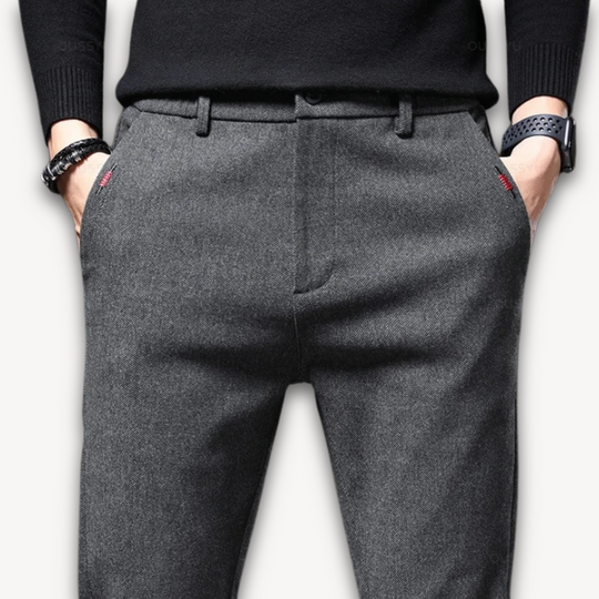 Pantalon pour homme en mélange de laine avec coupe ajustée | Pantalon décontracté et professionnel