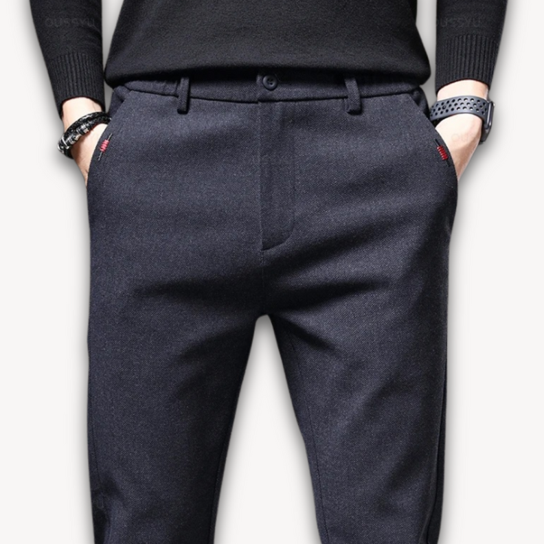 Pantalon pour homme en mélange de laine avec coupe ajustée | Pantalon décontracté et professionnel