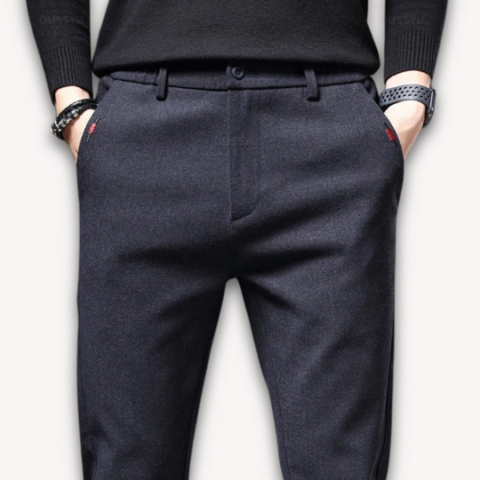 Pantalon pour homme en mélange de laine avec coupe ajustée | Pantalon décontracté et professionnel