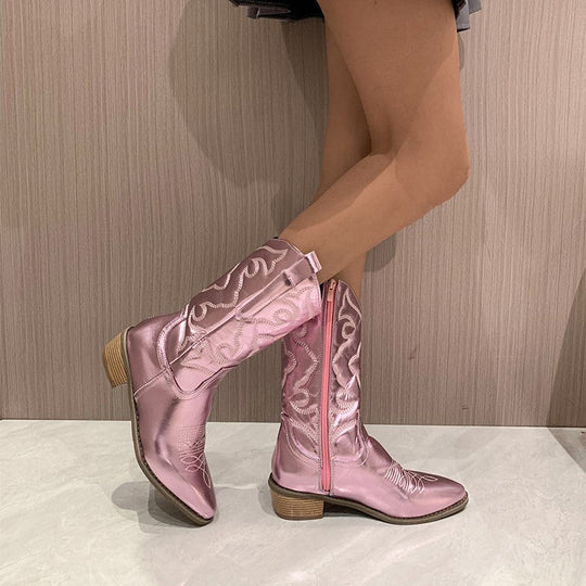 Metallic Finish Cowboy Boots for Women