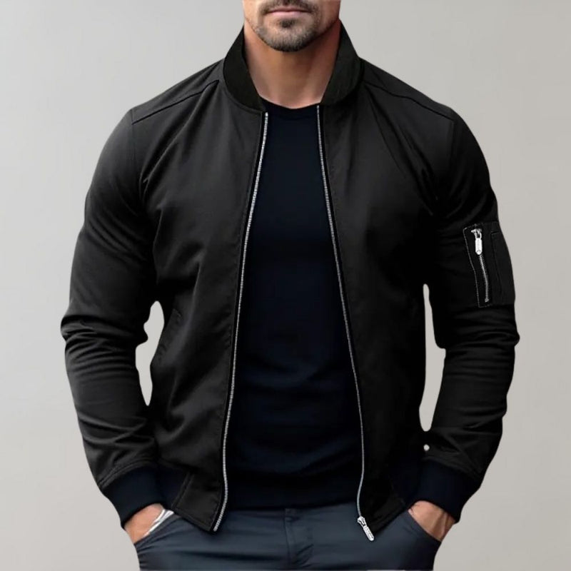 Modern Fit Bomber Jacket with Zippers for Men