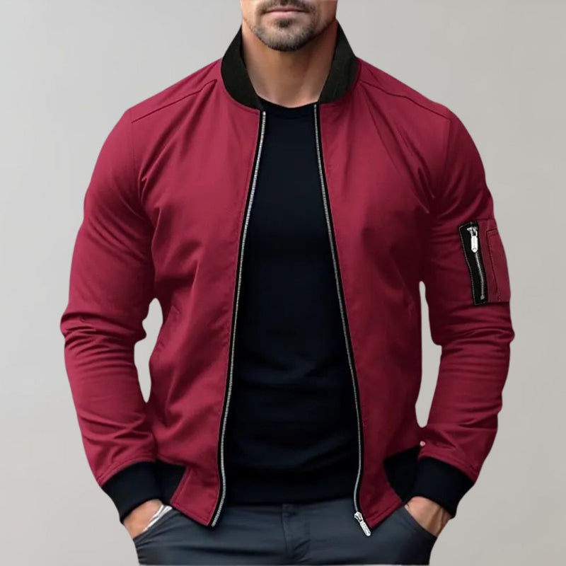 Modern Fit Bomber Jacket with Zippers for Men