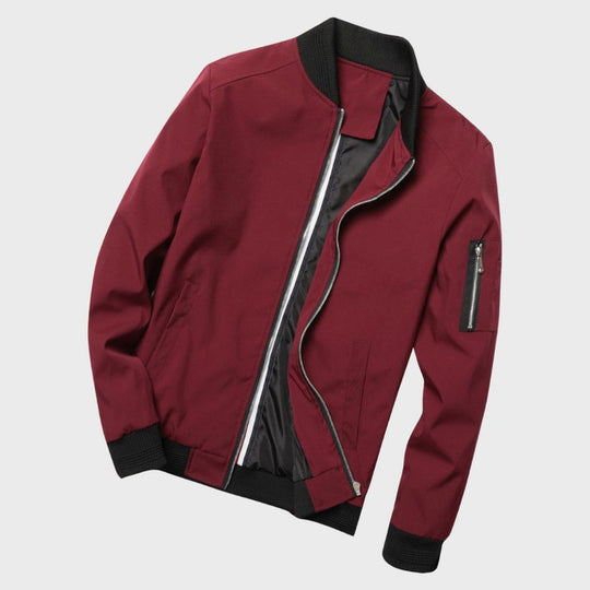 Modern Fit Bomber Jacket with Zippers for Men