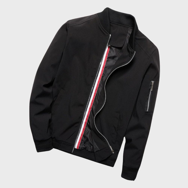 Modern Fit Bomber Jacket with Zippers for Men